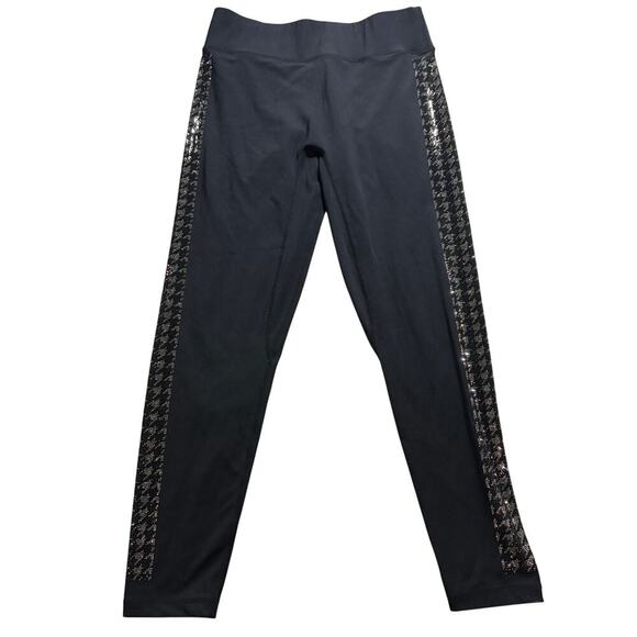 Noli Crystal Houndstooth Leggings Bling Side Design in Black Sz Large - Picture 3 of 8